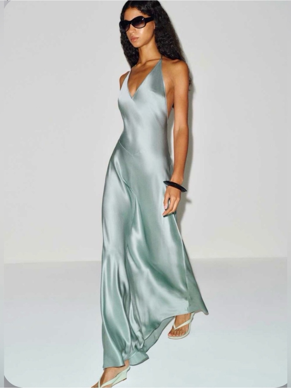 REFORMATION Lara Silk Dress in Aquamarine